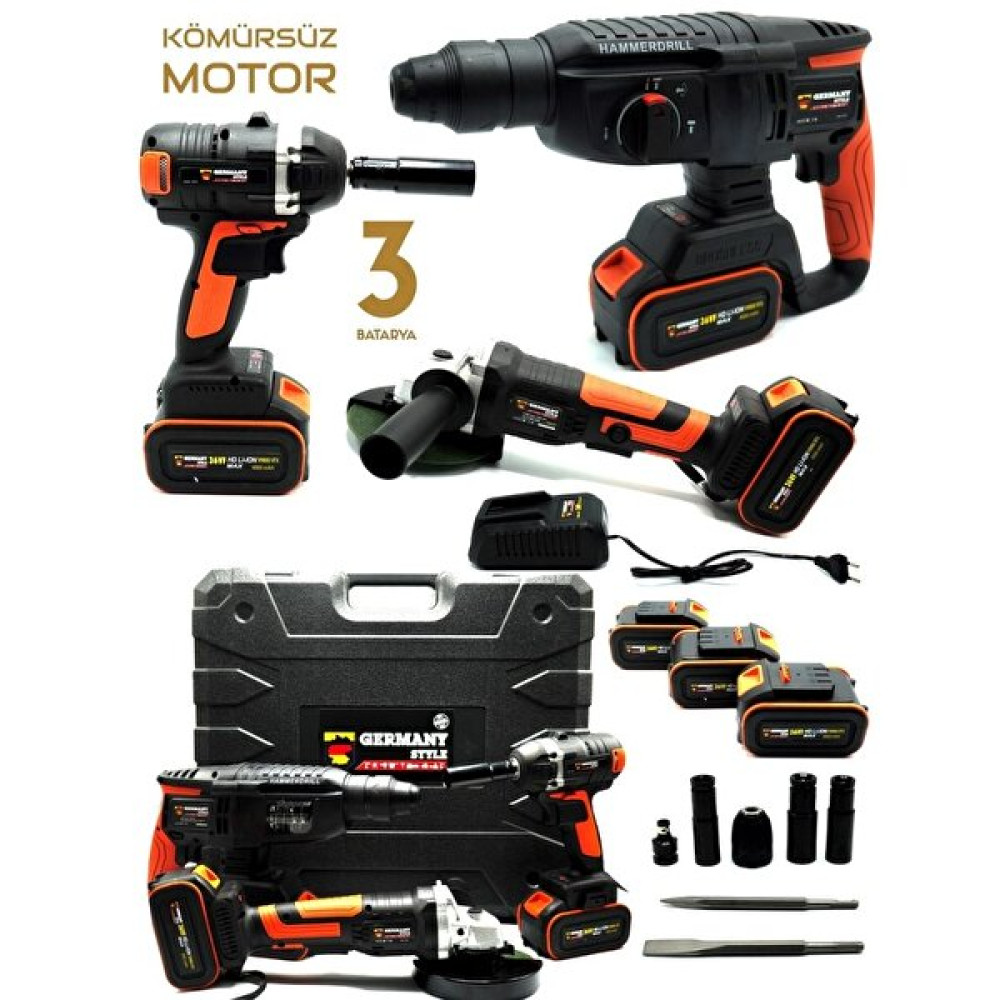 Germany Style Grm99880Vfx 26 Şarjlı Kırıcı - Şarjlı Taşlama- 13 MM -şarjlı Somun Sıkma 3'lü Set Meyve Sıkacakları Fiyatı