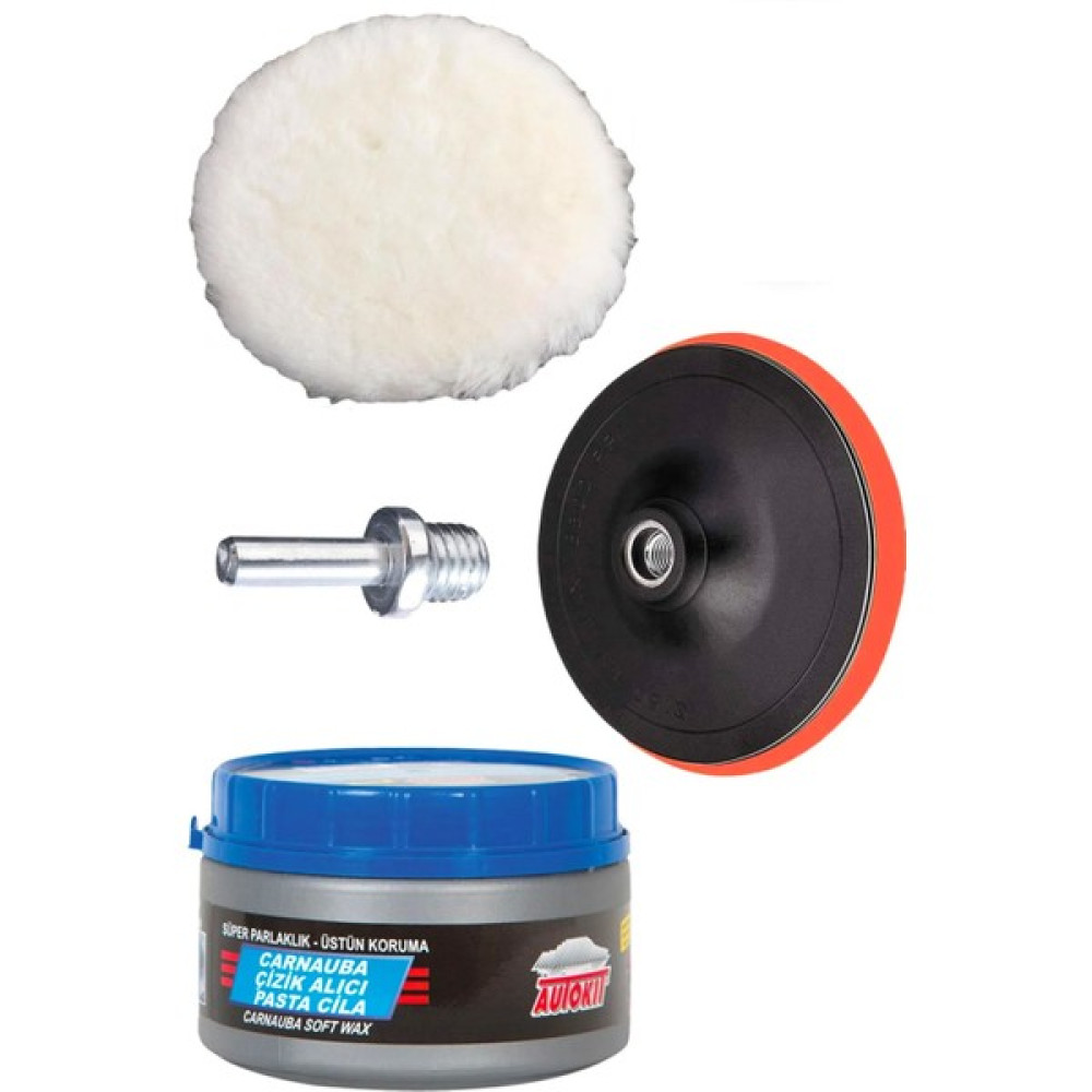 Germany Style Pasta Cila Polisaj Parlatma Yünü Pedi Keçesi SÜNGERI+115MM Cırt Taban+Matkap Aparatı+Oto Pasta Cila Cila / Polisaj Makinesi Fiyatı