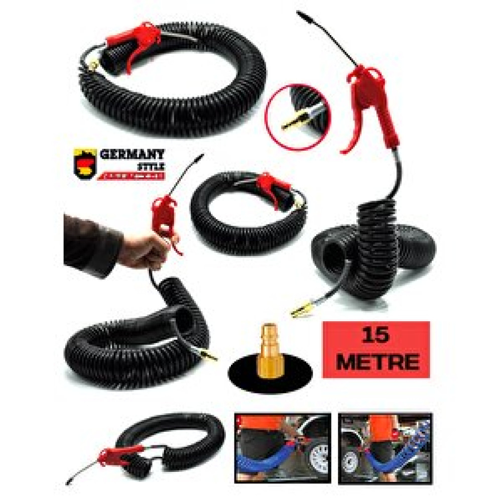 Germany Style Yüksek Kalite 15 Metre Spiral Hortum Ve Hava Tabancası Seti Yedek Parça - Elektrikli El Aletleri Fiyatı