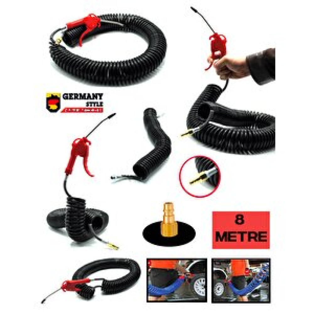 Germany Style Yüksek Kalite 8 Metre Spiral Hortum Ve Hava Tabancası Seti Yedek Parça - Elektrikli El Aletleri Fiyatı