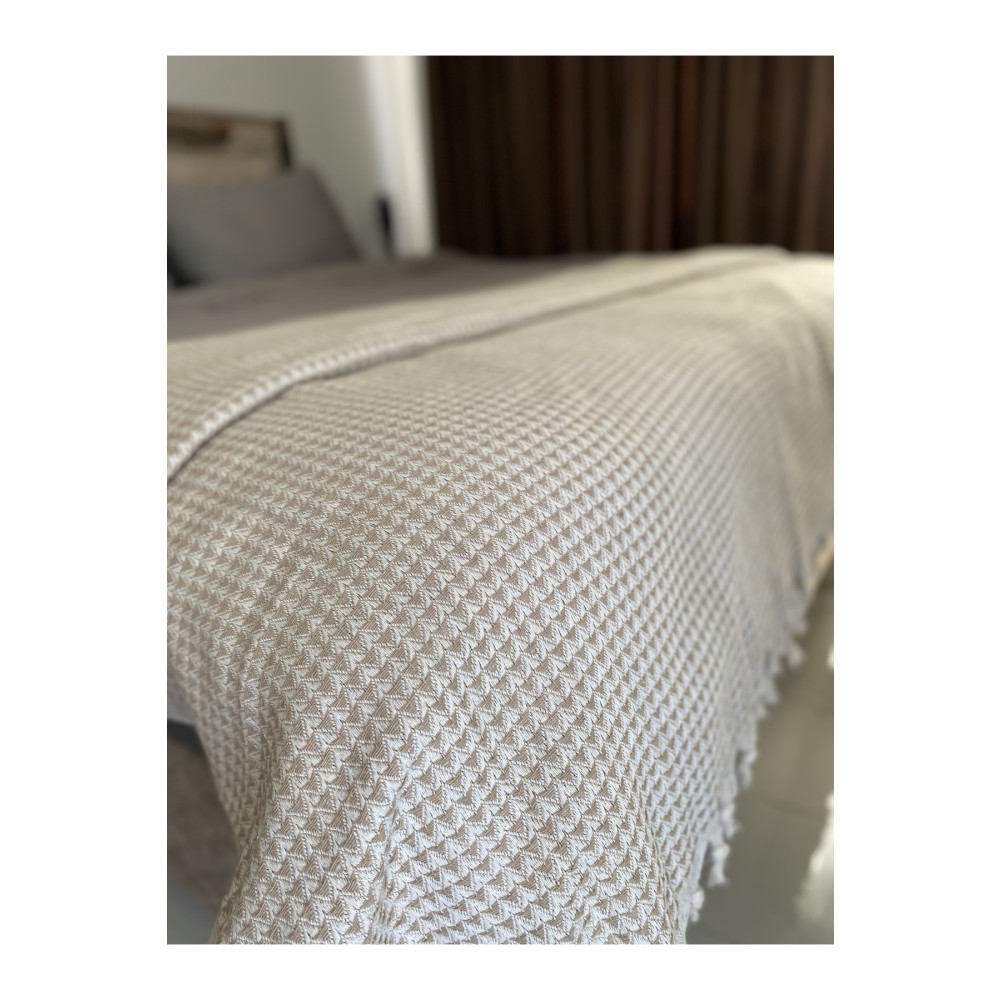 GERN HOME Çift Kişilik Piramit Desen Sütlü Kahve Pike Pike & Pike Takımı Fiyatı