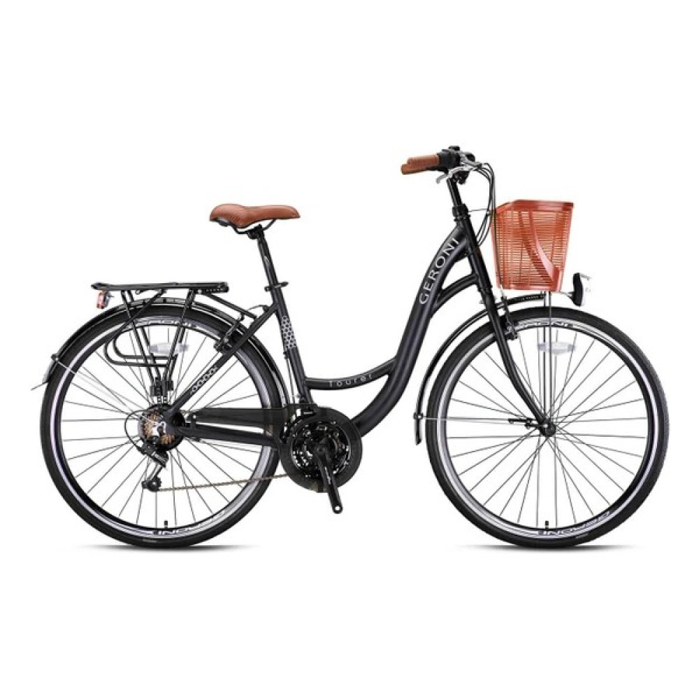 Geroni Tourer-28" City Bike-21 Vites-V.b Mat Siyah-Gri / Kahverengi Alüminyum GRN22-006 Şehir & Gezi Bisikletleri Fiyatı