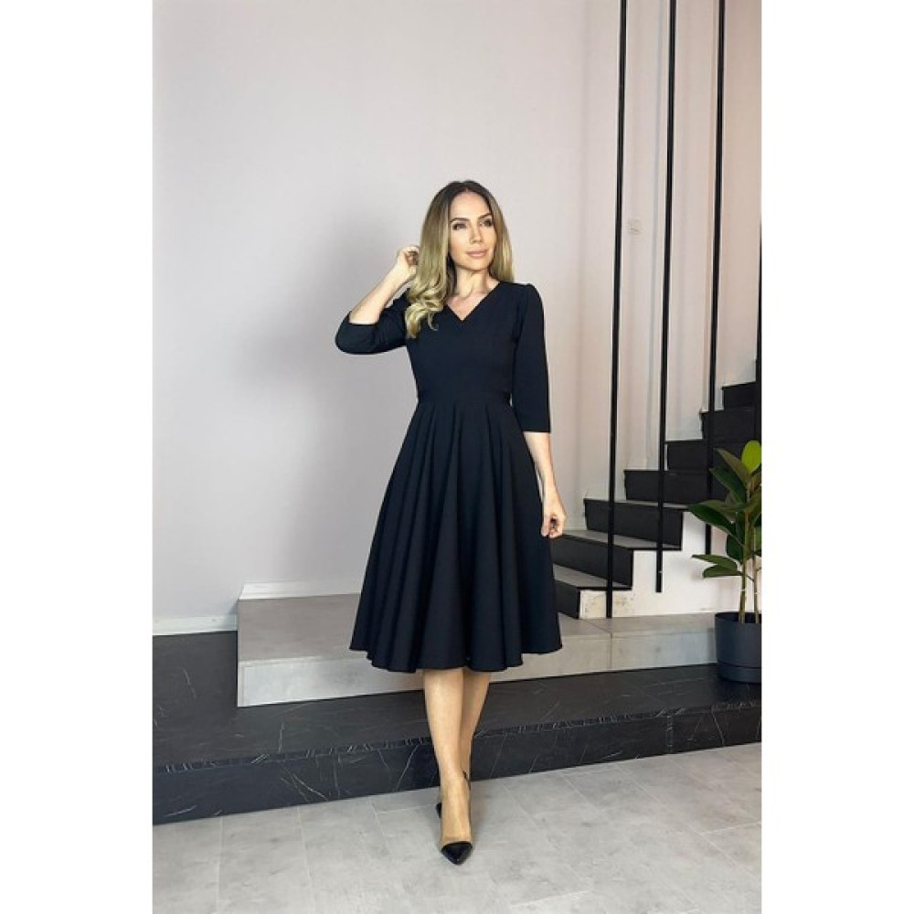 Ges Moda G0552 V Yaka Cepli Kloş Elbise Siyah Elbise Fiyatı