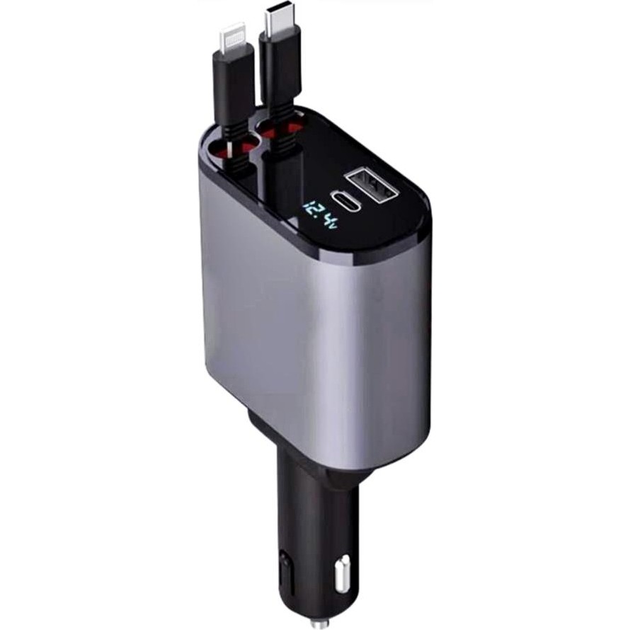 Geseus Araç İçi 120 Wat Hızlı Şarj Adaptörü Çakmaklık Adaptörü Iphone,Type-C Makaralı Şarj Kablollu-G16 - Gri - Siyah - Bej - yok Cep Telefonu Şarj Cihazı Fiyatı