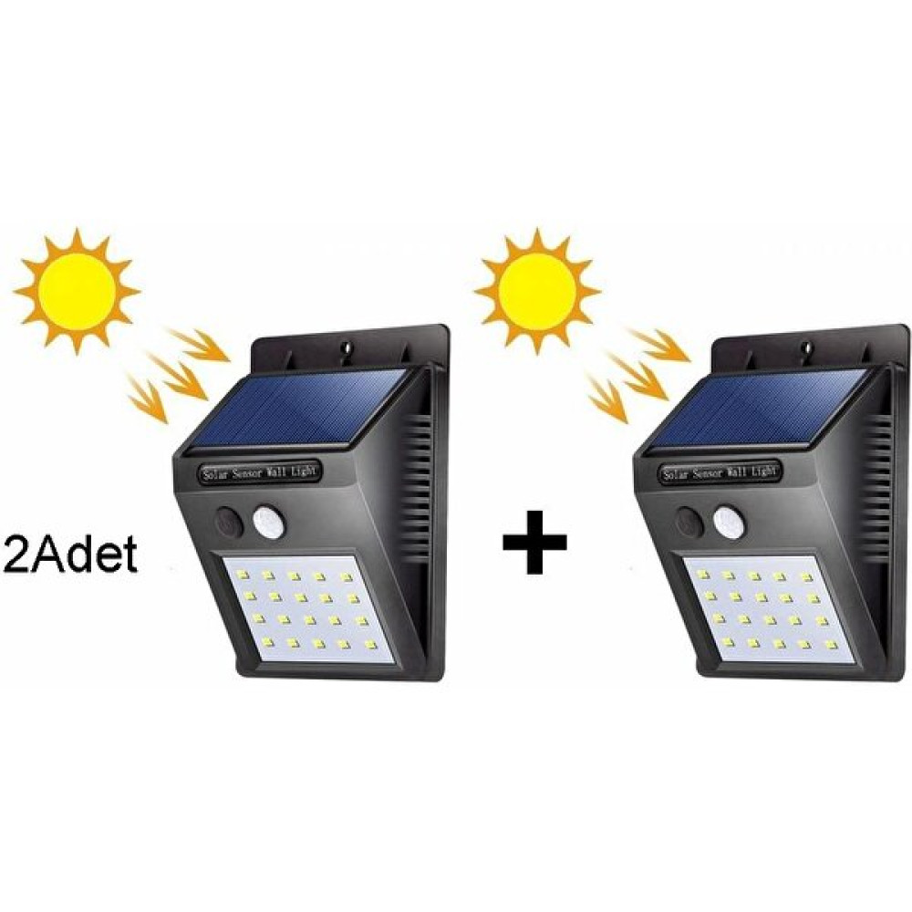 Geseus Solar Güneş Enerji Panelli Sensörlü Lamba 20 LEDLI-SM8006-2 Adet Led Aydınlatmalar Fiyatı