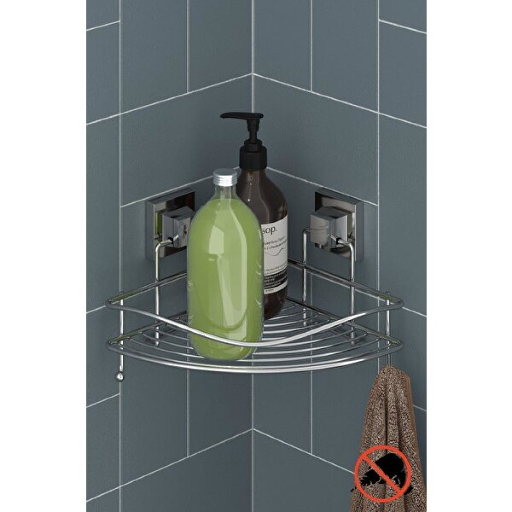 Geseus Yapışkanlı Askılı Tek Katlı Banyo Köşe Rafı Krom EF250 Banyo Rafı Fiyatı