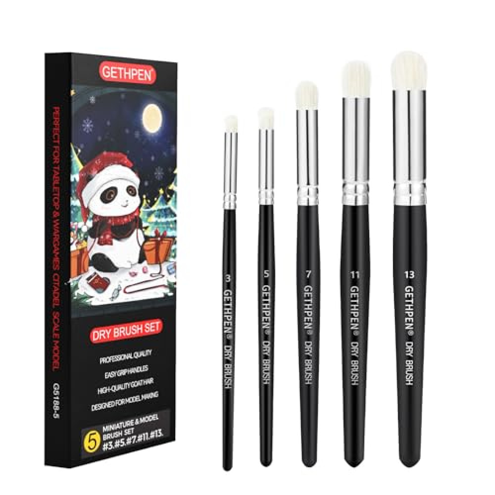 GETHPEN Dry Brush Miniature Painting,Dry Brush Set,5 Sizes Hobby Detail Paint Brush Set,Acrylic Paint Brushes for Tabletop & Wargames,40k,Citadel,Scale Model,DND Miniatures,Watercolor Oil Painting Brush Fiyatı