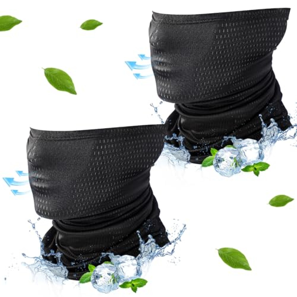 Geyoga 2 Pack Breathable Neck Gaiter Summer Balaclava Cooling Face Mask with Mesh Breathing Holes UV Protection Sun Scarf Quick Drying Face Cover for Men Women