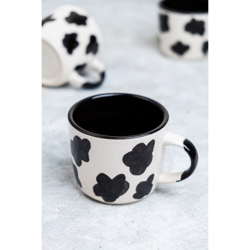 Gezdikçe Bilelim Inek Desenli Double El Yapımı Seramik Kupa, Seramik Kupa, Mug, Nescafe Kupası, Handmade - 1 Adet - Beyaz - 200 ml Fincan / Bardak / Kahve Takımı Fiyatı