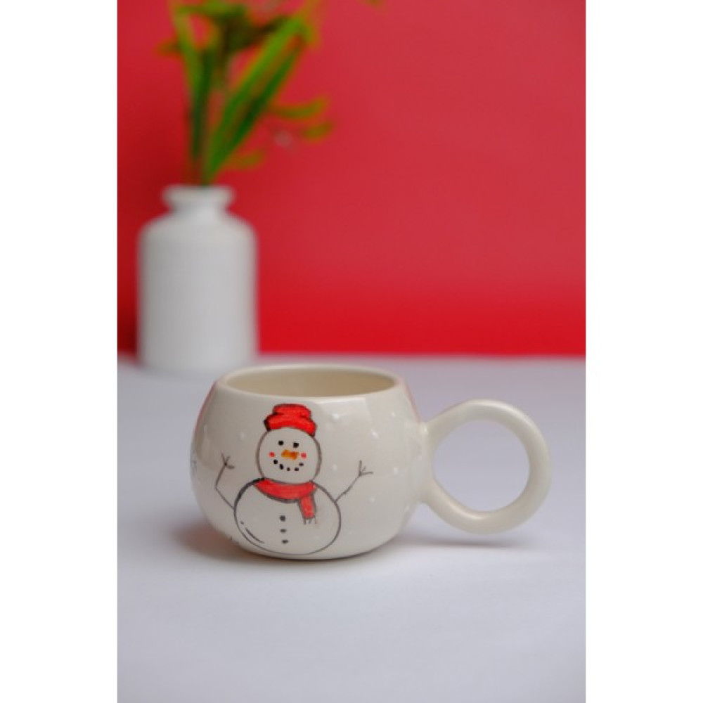 Gezdikçe Bilelim Kardan Adam Yılbaşı El Yapımı Yuvarlak Seramik Kupa, Seramik Kupa, Mug, Nescafe Kupası, Handmade - 1 Adet - Beyaz - 200 ml Fincan / Bardak / Kahve Takımı Fiyatı
