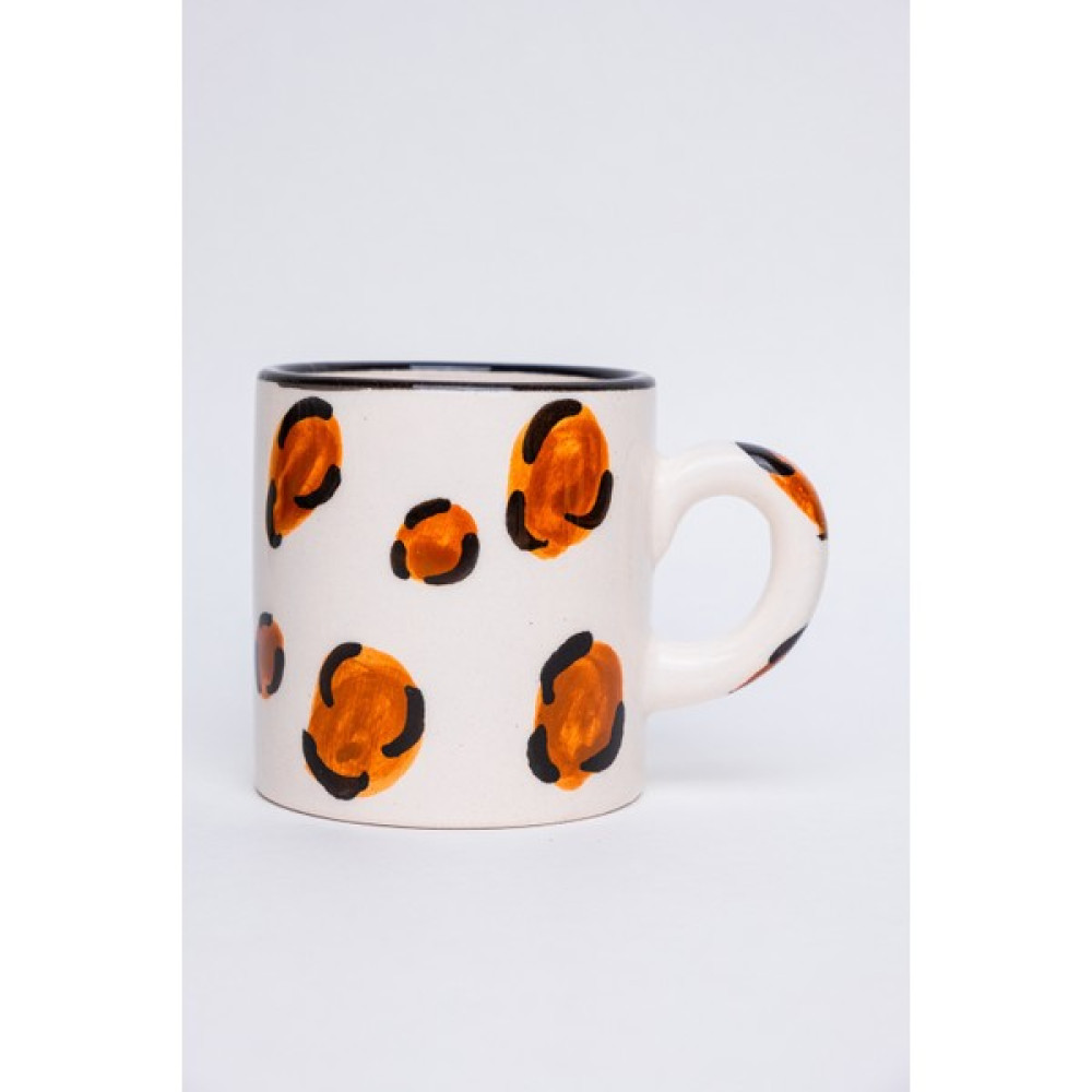 Gezdikçe Bilelim Leopar Desenli El Yapımı Seramik Kupa, Seramik Kupa, Mug, Nescafe Kupası, Handmade - 1 Adet - Beyaz - 200 ml Fincan / Bardak / Kahve Takımı Fiyatı