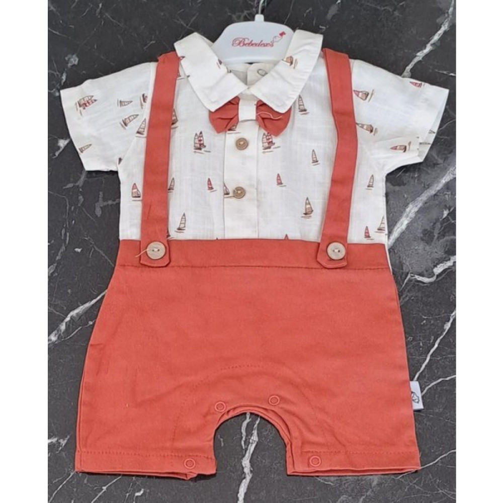 Gh Baby Doğal Pamuk Müslin Kumaş Tulum , Salopet Erkek Bebek Kırmızı Düğmeli Bebek Tulumu Fiyatı