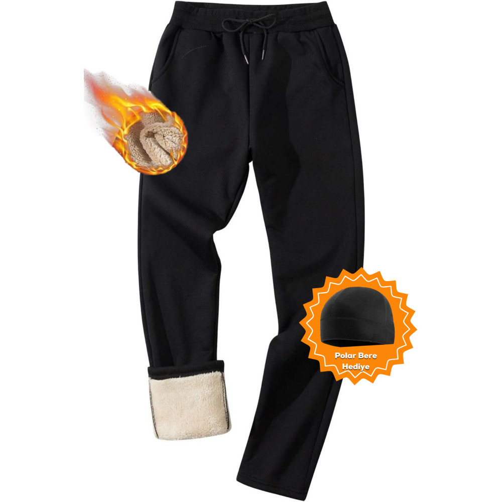 GHASSY CO. Erkek Ultra Termal Kışlık Sherpa Astarlı Aktif Koşu Normal Paça Jogger Eşofman Altı L Beden Kadın Eşofman Fiyatı