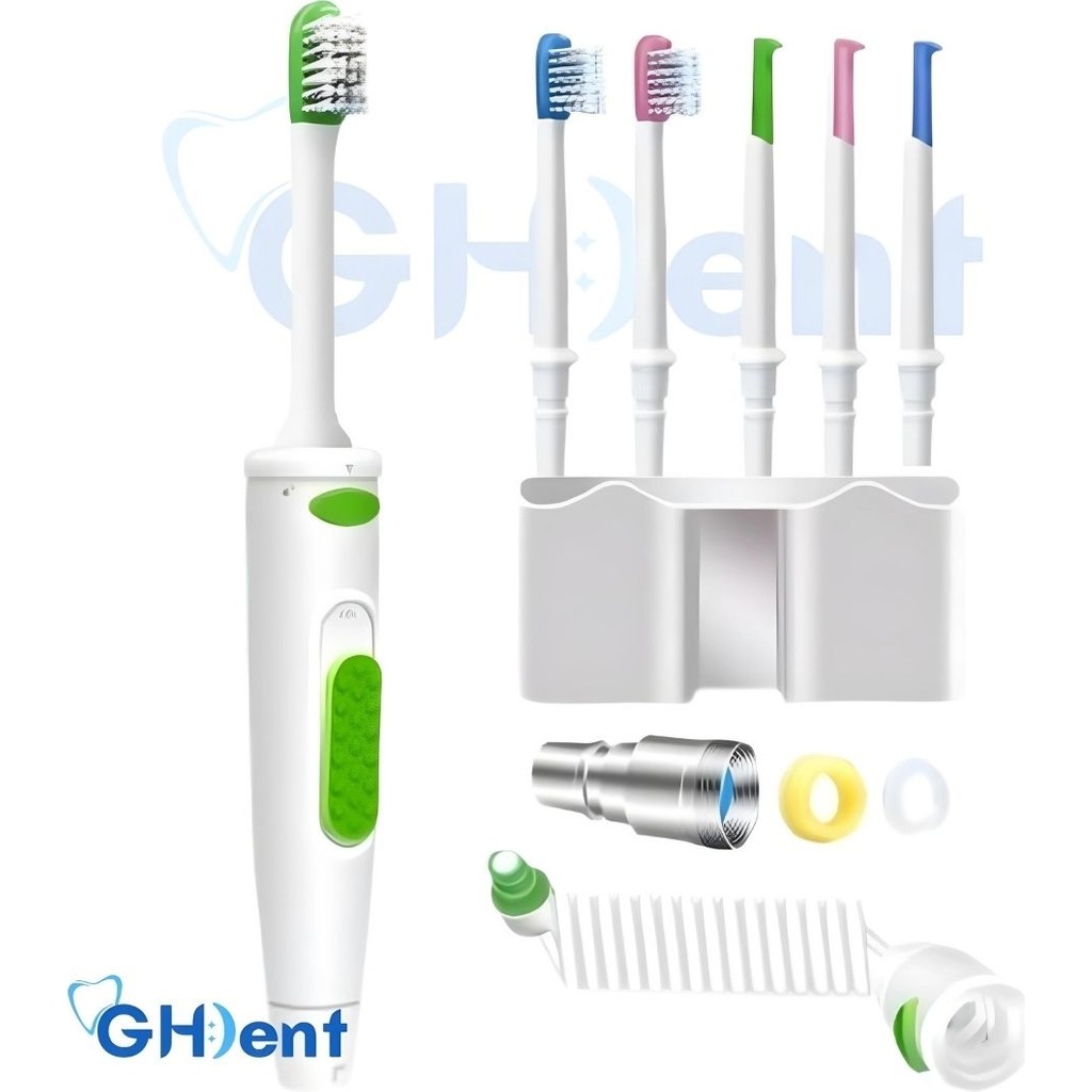 Ghdent SH16 Hibrit 6 Başlıklı Manuel Ağız Duşu (3 Fırçalı + 3 Normal Tek Gözlü Başlık) – BPA FREE ve FDA Kriterli - Beyaz - Gri Diğer Fiyatı