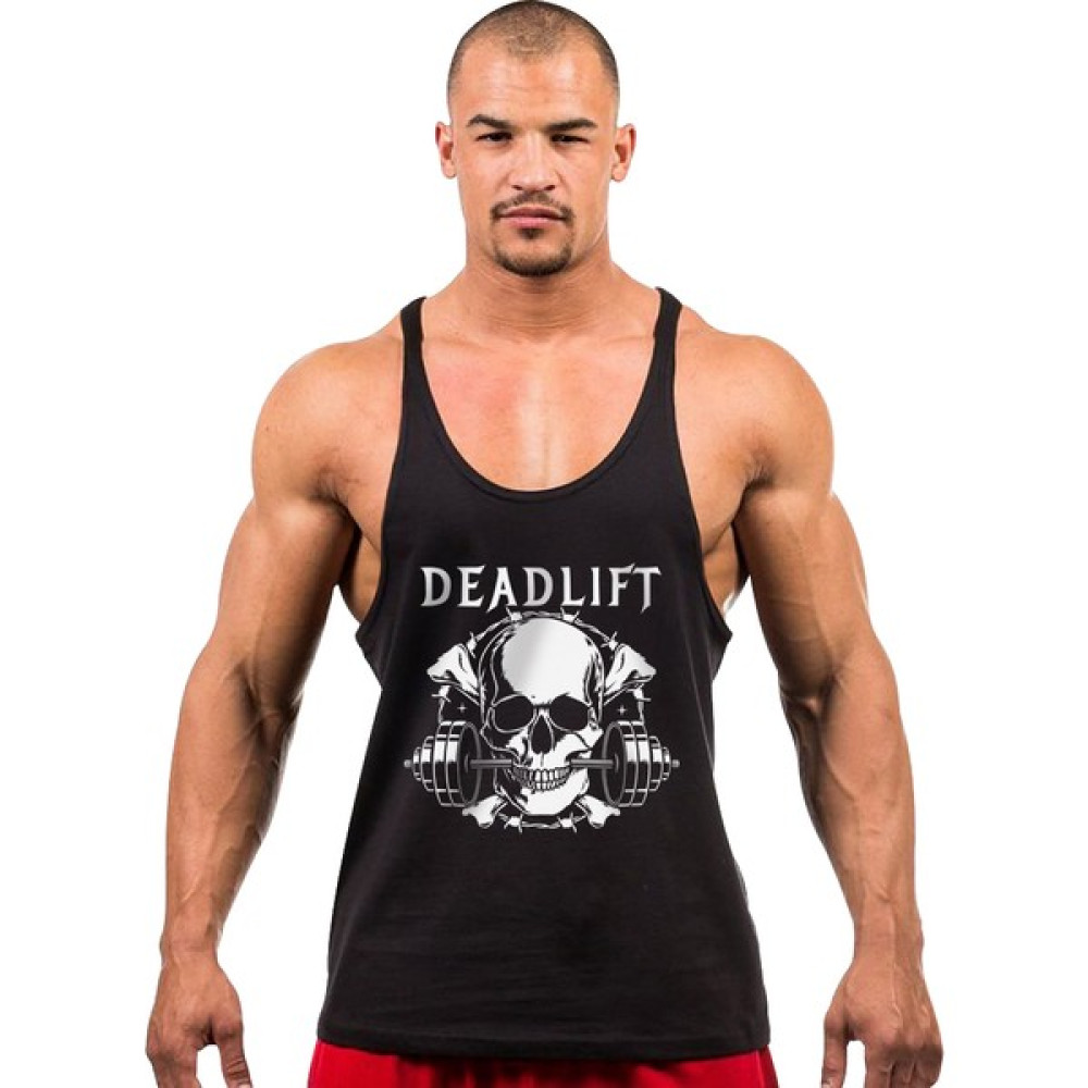 Ghedto Dead Lift Skull Fitness Gym Tank Top Sporcu Atleti Siyah Erkek Atlet / Fanila Fiyatı