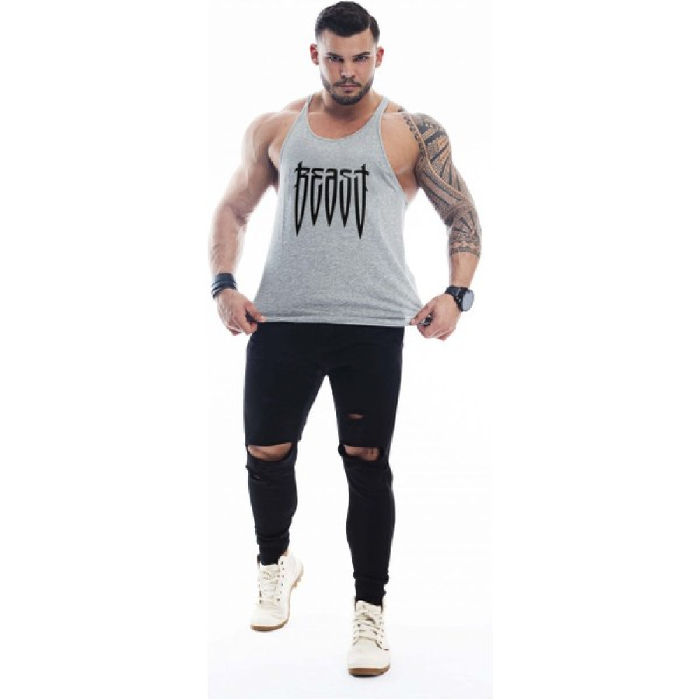 Ghedto Erkek Gri Beast Gym Fitness Tank Top Sporcu Atleti Erkek Atlet / Fanila Fiyatı