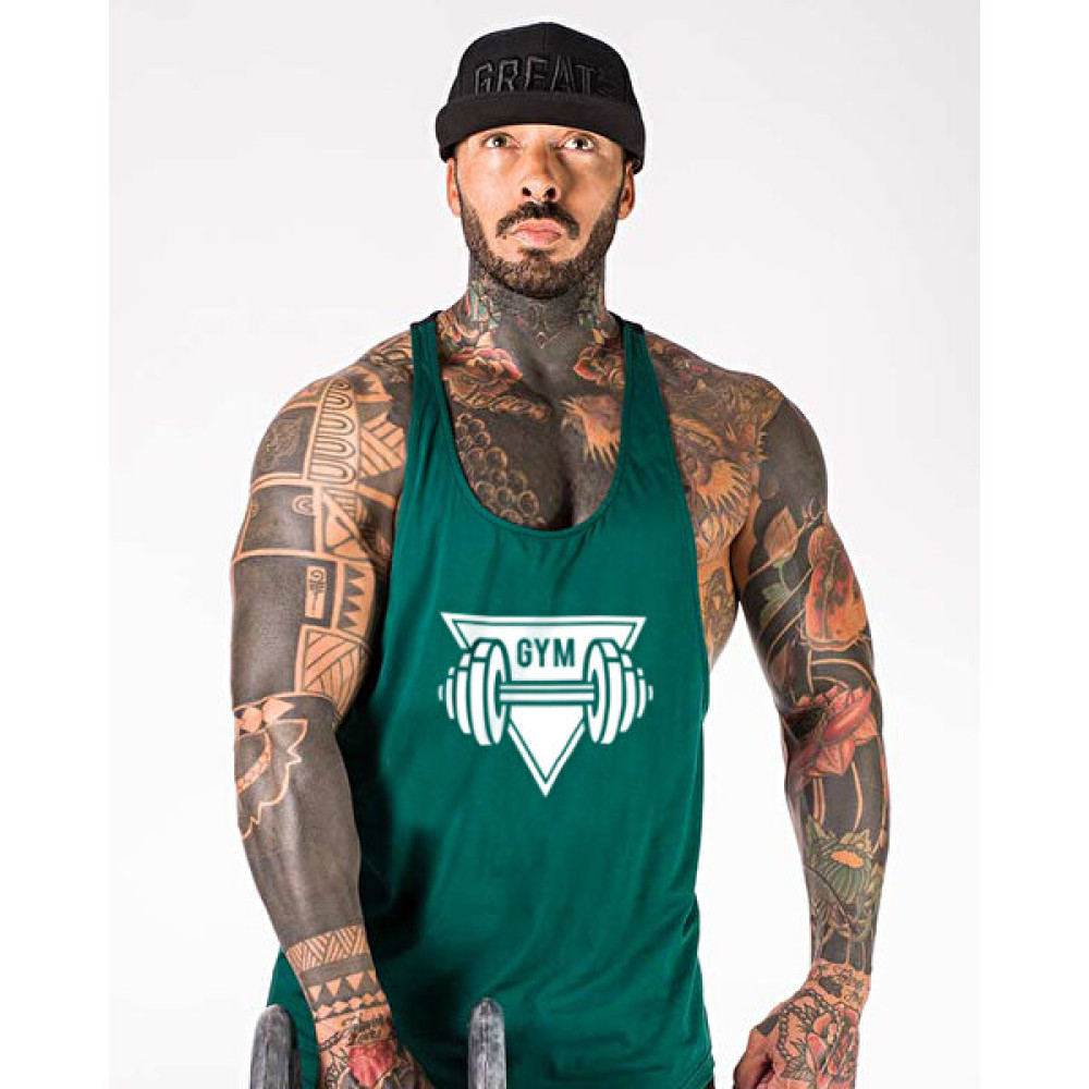 Ghedto Gym Dambıl Fitness Tank Top Sporcu Atleti Yeşil Erkek Atlet / Fanila Fiyatı