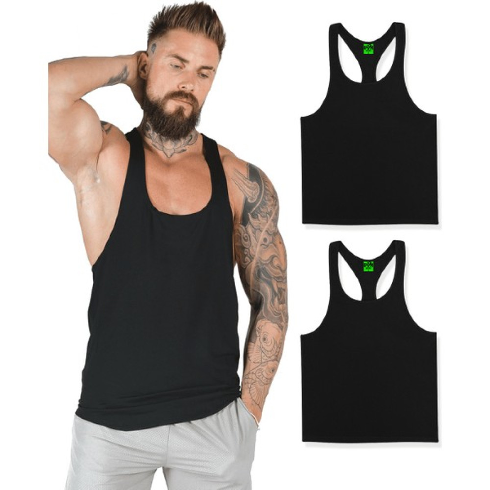 Ghedto Gym Fitness Tank Top Sporcu Atleti 2li Set Siyah Erkek Atlet / Fanila Fiyatı