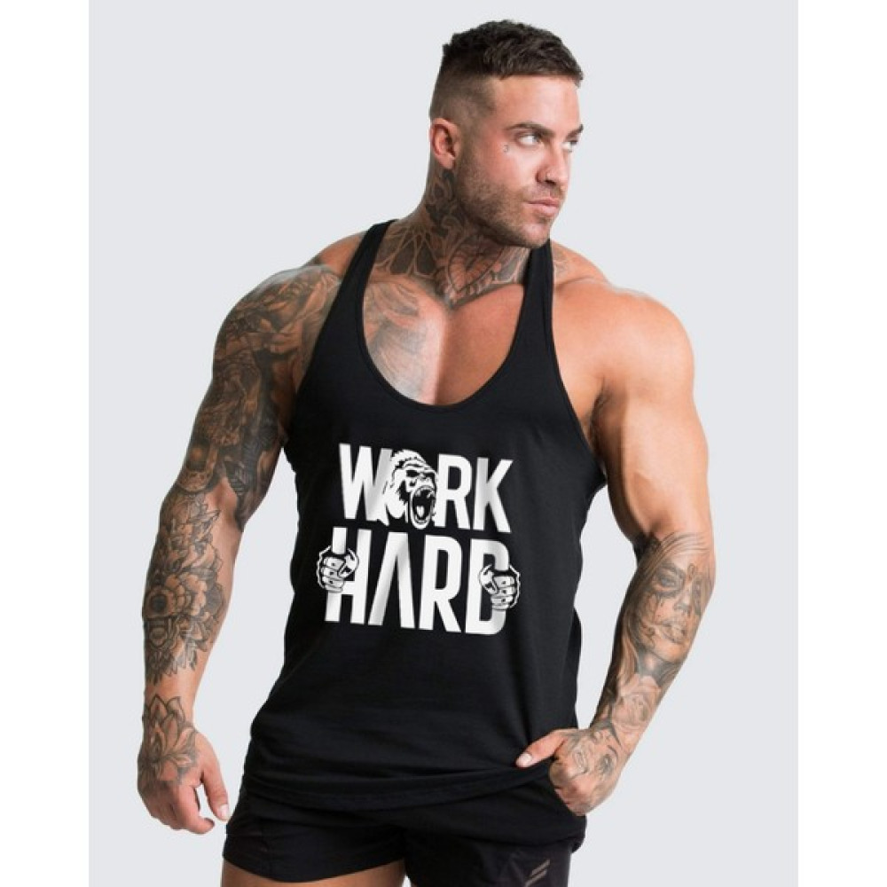 Ghedto Work Hard Gorilla Gym Fitness Tank Top Sporcu Atleti Siyah Erkek Atlet / Fanila Fiyatı
