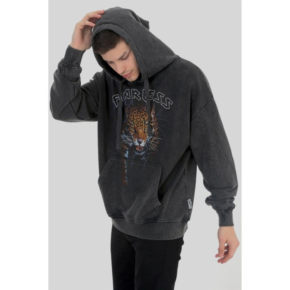 Ghetto Off Limits - Fearless Yıkamalı Antrasit Oversize Sweatshirt Erkek Sweatshirt Fiyatı