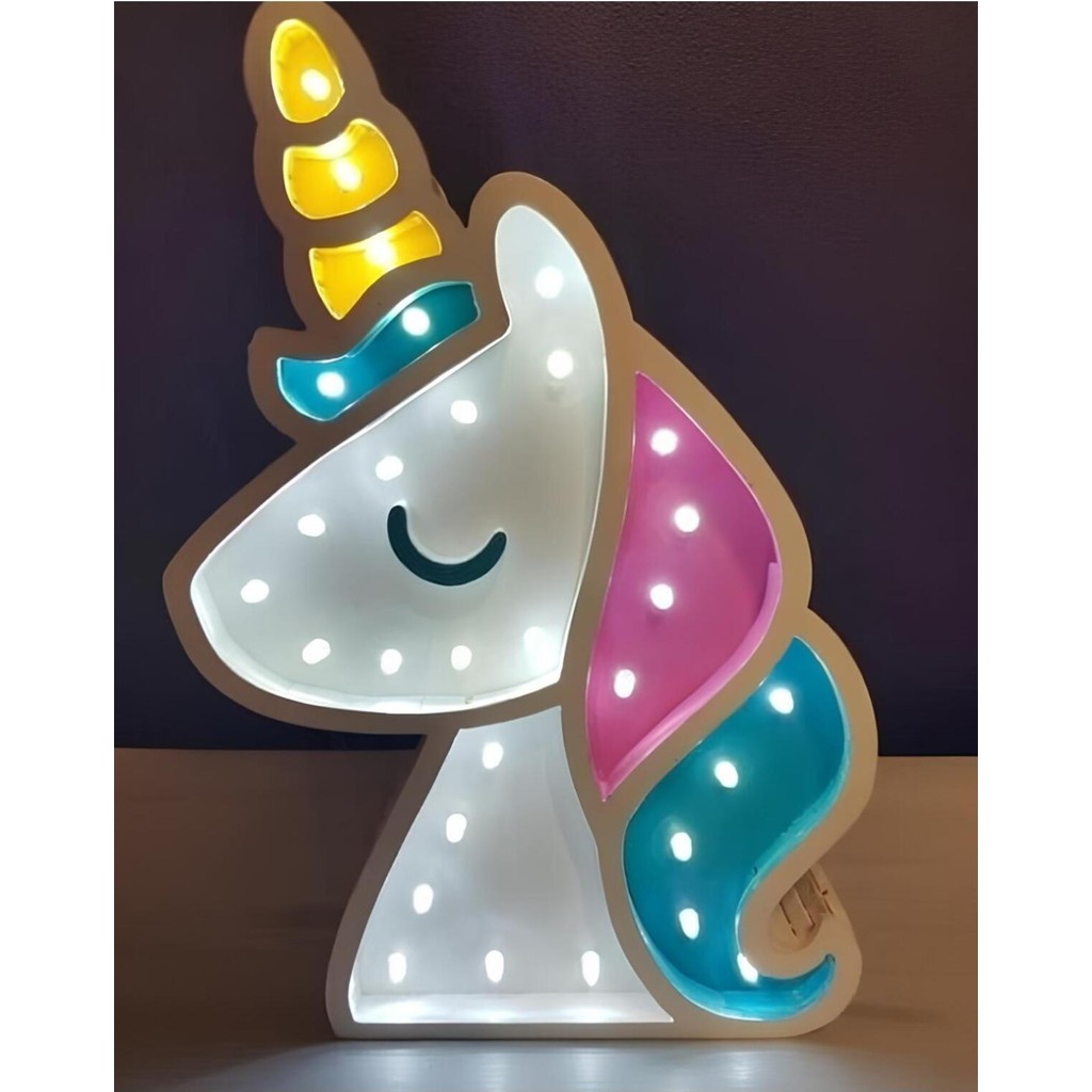 GHY Ahşap Dekoratif Işıklı Unicorn At Çocuk Odası Masa Süsü Biblo (15X30 Cm) - Orta Boy Biblo Fiyatı