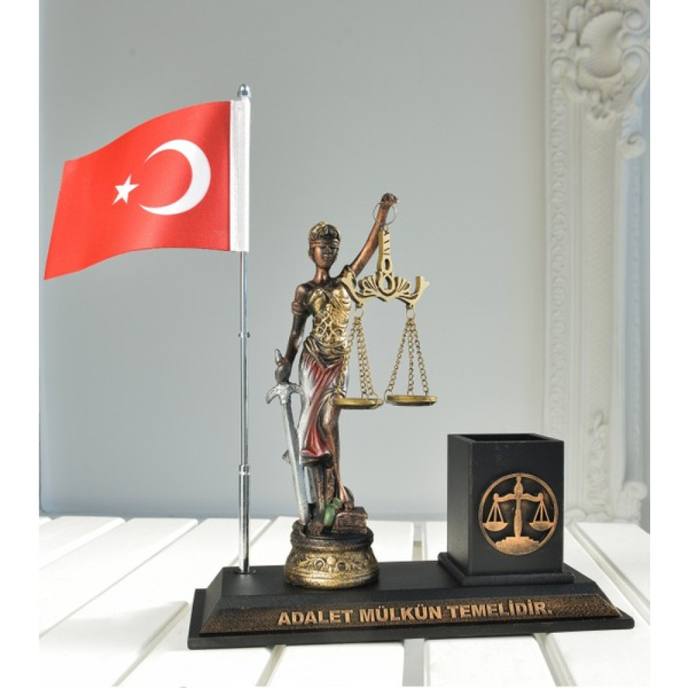 Gift Garden Masa Üstü Türk Bayraklı Themıs Heykel ve Kalemlik Biblo - Rose Gold Biblo Fiyatı