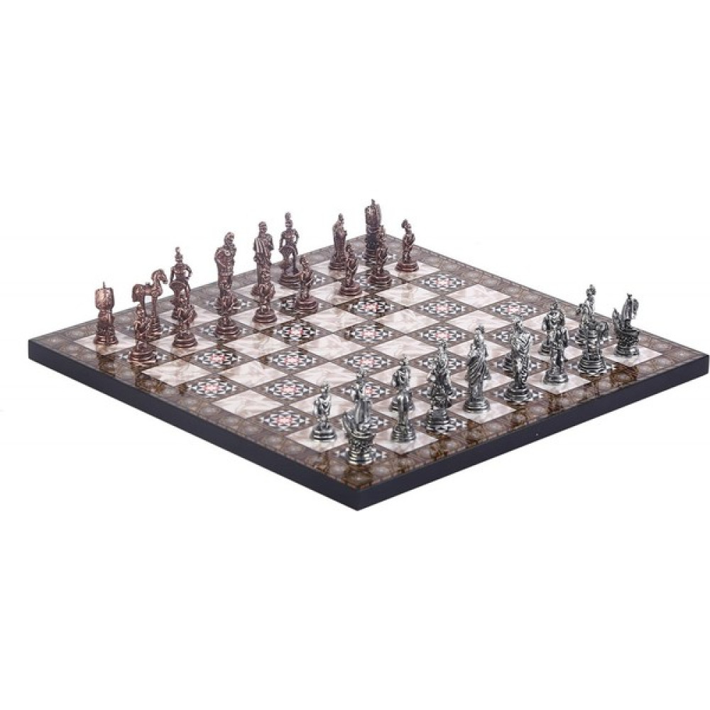 Gift Home Gifthome Metal Satranç Takımı / Seti ; Küçük Boy, Truva Figürlü, Antik Satranç Taşı ve Mdf, Sedef Desenli Satranç Tahtası - Beyaz Satranç Fiyatı