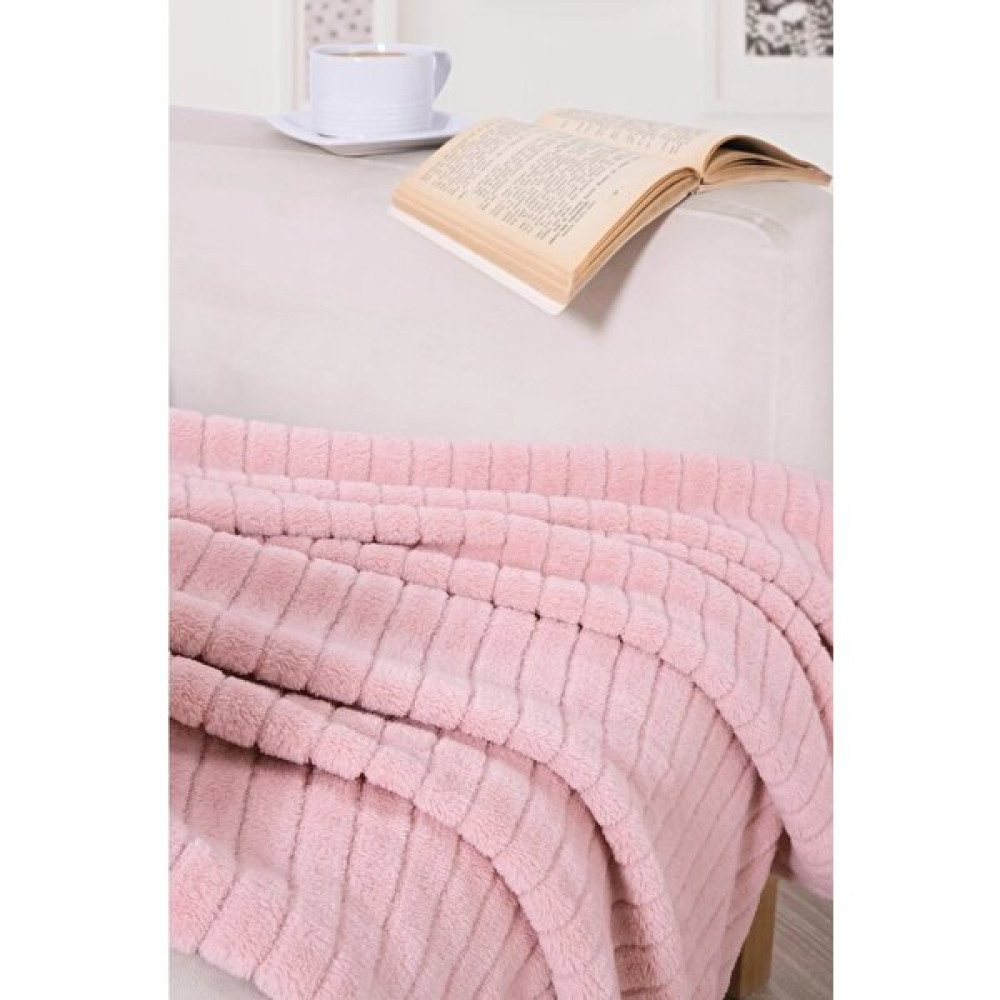 GIFT MALL Lines Wellsoft Çift Kişilik Battaniye - Pudra - 180 x 220 cm Battaniye Fiyatı