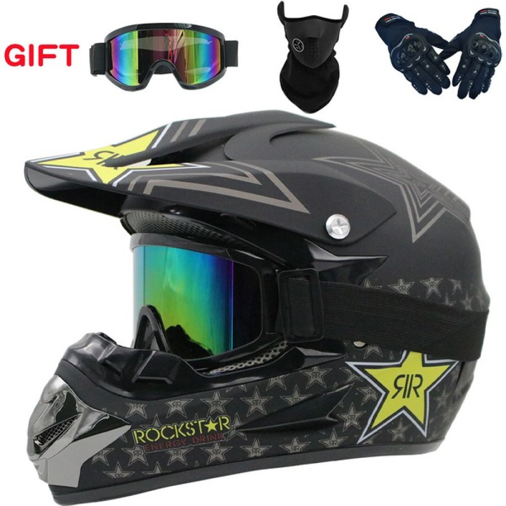 Gıft Motocross Kaskı Dört Mevsim Kask Gözlük Maskesi Eldiven - M Motorsiklet Kaskları Fiyatı