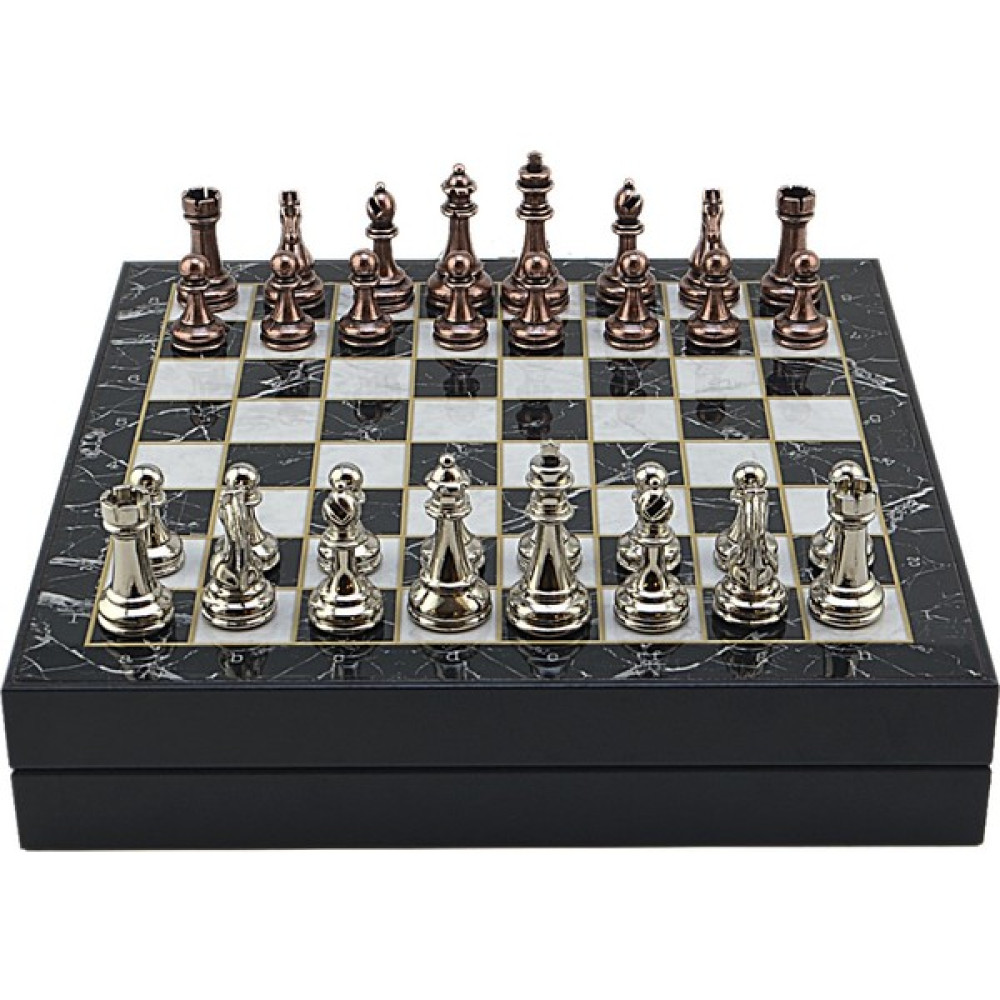 Gifthome Büyük Boy Metal Klasik Satranç Tk. Antik ve Mermer Desenli Sandıklı Mdf TAHTASI(36X36 Cm.) - Sarı Satranç Fiyatı