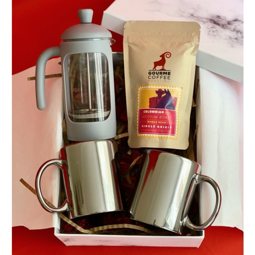 Giftmoda Çift Gümüş Kupa French Press Filitre Kahve Sevgiliye Seti Ajanda Fiyatı
