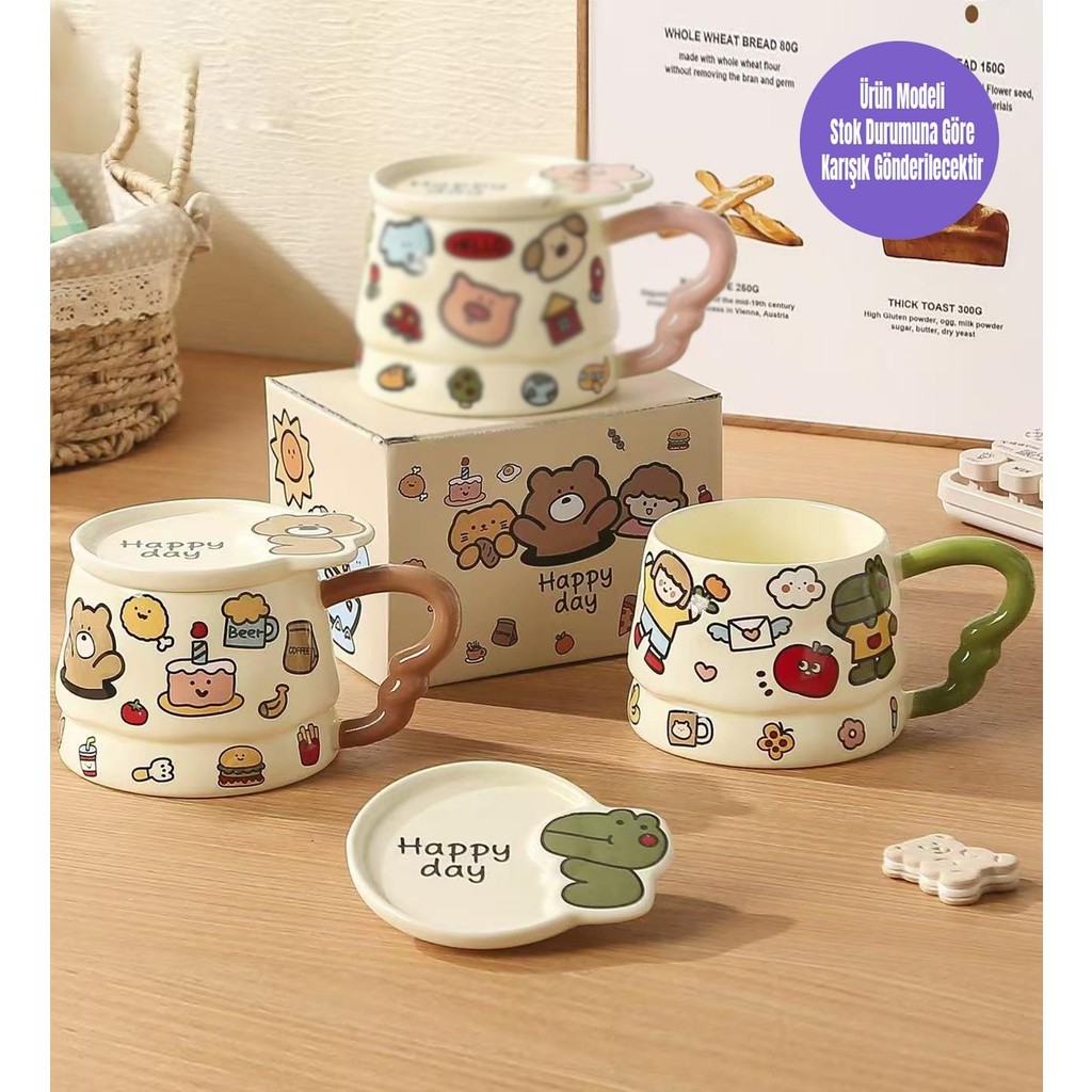 Giftmoda Hapyy Day Hayvan Temalı Seramik Kupa - 1 Adet Fincan / Bardak / Kahve Takımı Fiyatı