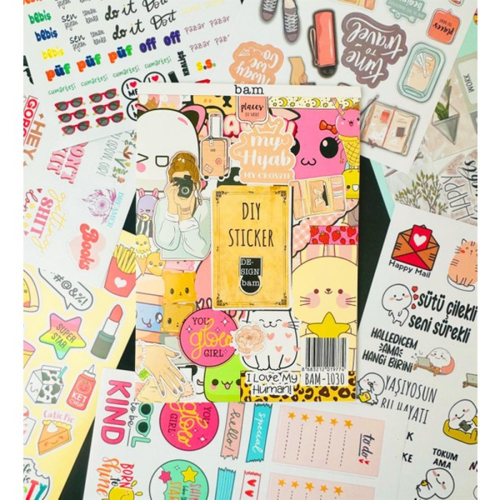 Giftmoda My Dıy Sticker Book 24 * 17 cm 16 Sayfa Özel Tasarım Rengarenk Sticker Kitabı Spiralli Defter Fiyatı