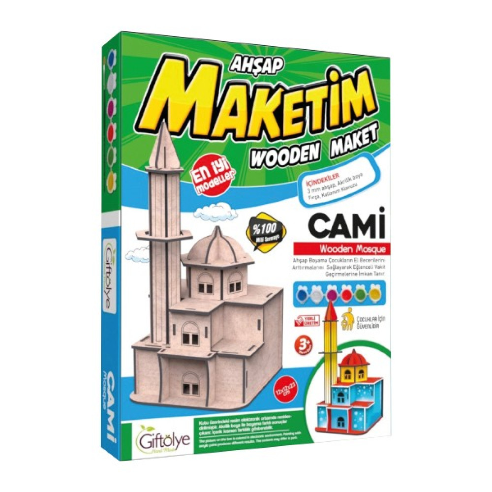 Giftölye Ahşap Cami Boyama Maketi Seti (Maket+Boya+Fırça) Maket Fiyatı