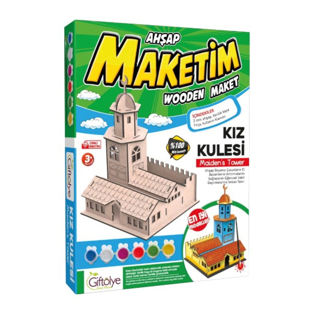 Giftölye Ahşap Kız Kulesi Boyama Maketi Seti (Maket+Boya+Fırça) Maket Fiyatı