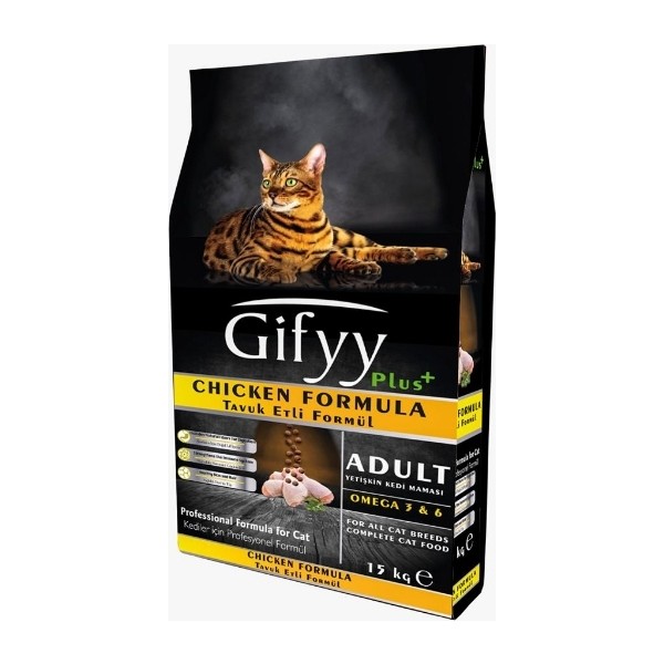 Gifyy Süper Premium Tavuk Aromalı Yetişkin Kedi Maması 15 kg Taze ve Doğal İçeriklerle Zenginleştirilmiş Diğer Fiyatı