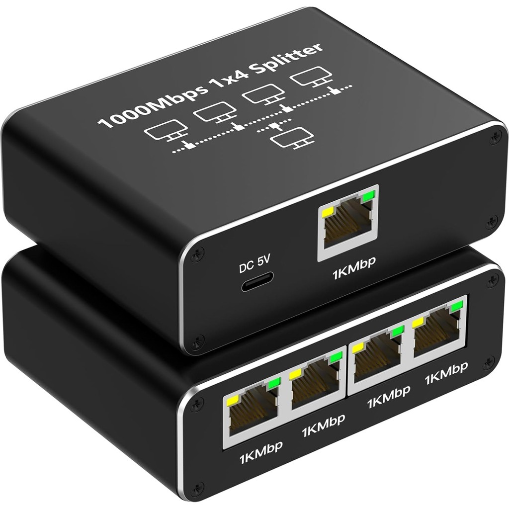 Gigabit Ethernet Splitter 1000MBPS 1x4 RJ45 Cat5/6/7/8 Kablo Ayırıcı 1 x 4 Port Çoklayıcı Adaptör - siyah Diğer Fiyatı