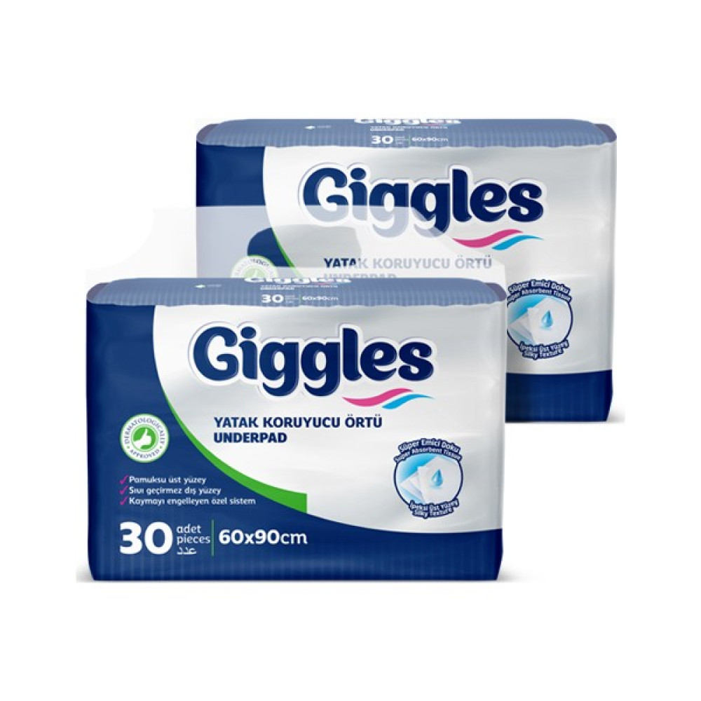 Giggles 60x90 Cm Yatak Koruyucu Örtü (Underpad) X 2 Paket (60 Adet) Bebek Alt Açma Minderi Fiyatı