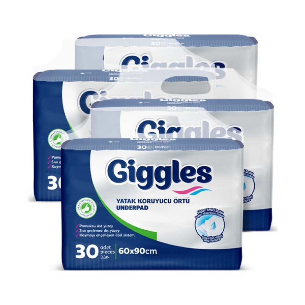 Giggles 60x90 Cm Yatak Koruyucu Örtü (Underpad) X 4 Paket (120 Adet) Bebek Alt Açma Minderi Fiyatı