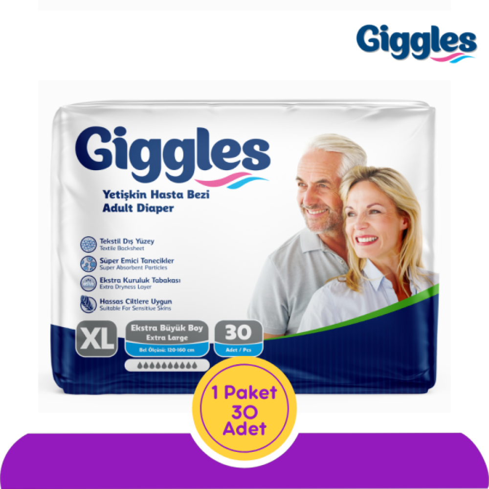 Giggles Belbantli Hasta Bezi Xlarge 30'Lu Hasta Bezleri ve Temizliği Fiyatı