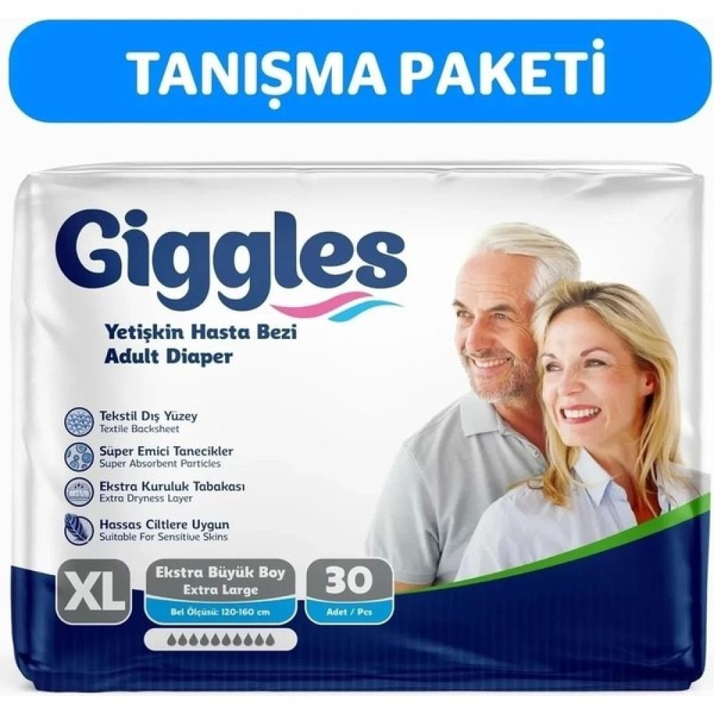 Giggles Yetişkin Bel Bağlamalı Hasta Bezi Ekstra Large 30'lu 1 Paket 30 Adet - L - Beyaz Hasta Bezleri ve Temizliği Fiyatı