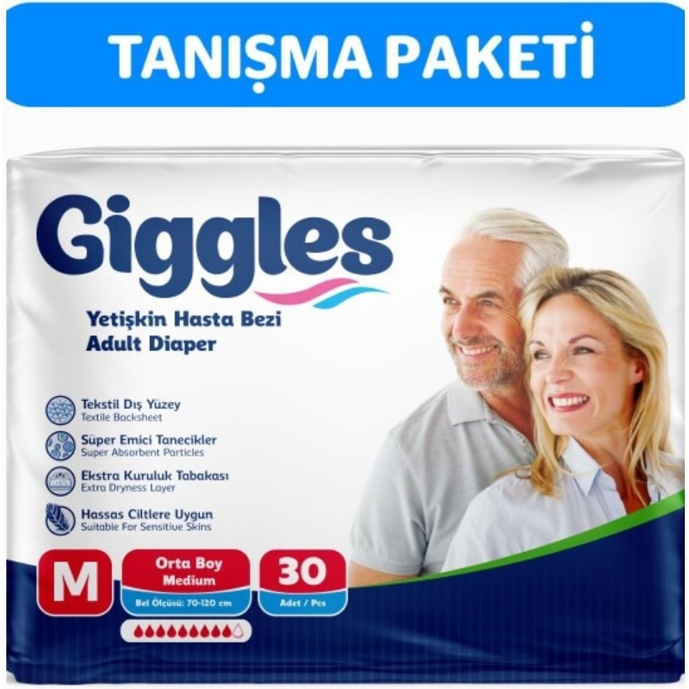 Giggles Yetişkin Bel Bantlı Hasta Bezi Medium 30 Adet Hasta Bezleri ve Temizliği Fiyatı