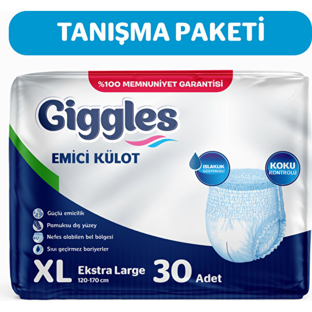 Giggles Yetişkin Emici Külot Ekstra Large 30'lu 1 Paket 30 Adet - XL - Beyaz Hasta Bezleri ve Temizliği Fiyatı