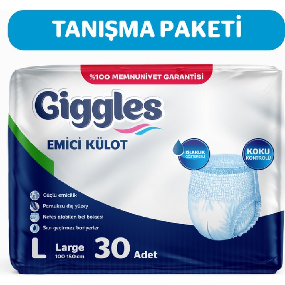 Giggles Yetişkin Emici Külot Large 30'lu 1 Paket 30 Adet - L - Beyaz Hasta Bezleri ve Temizliği Fiyatı