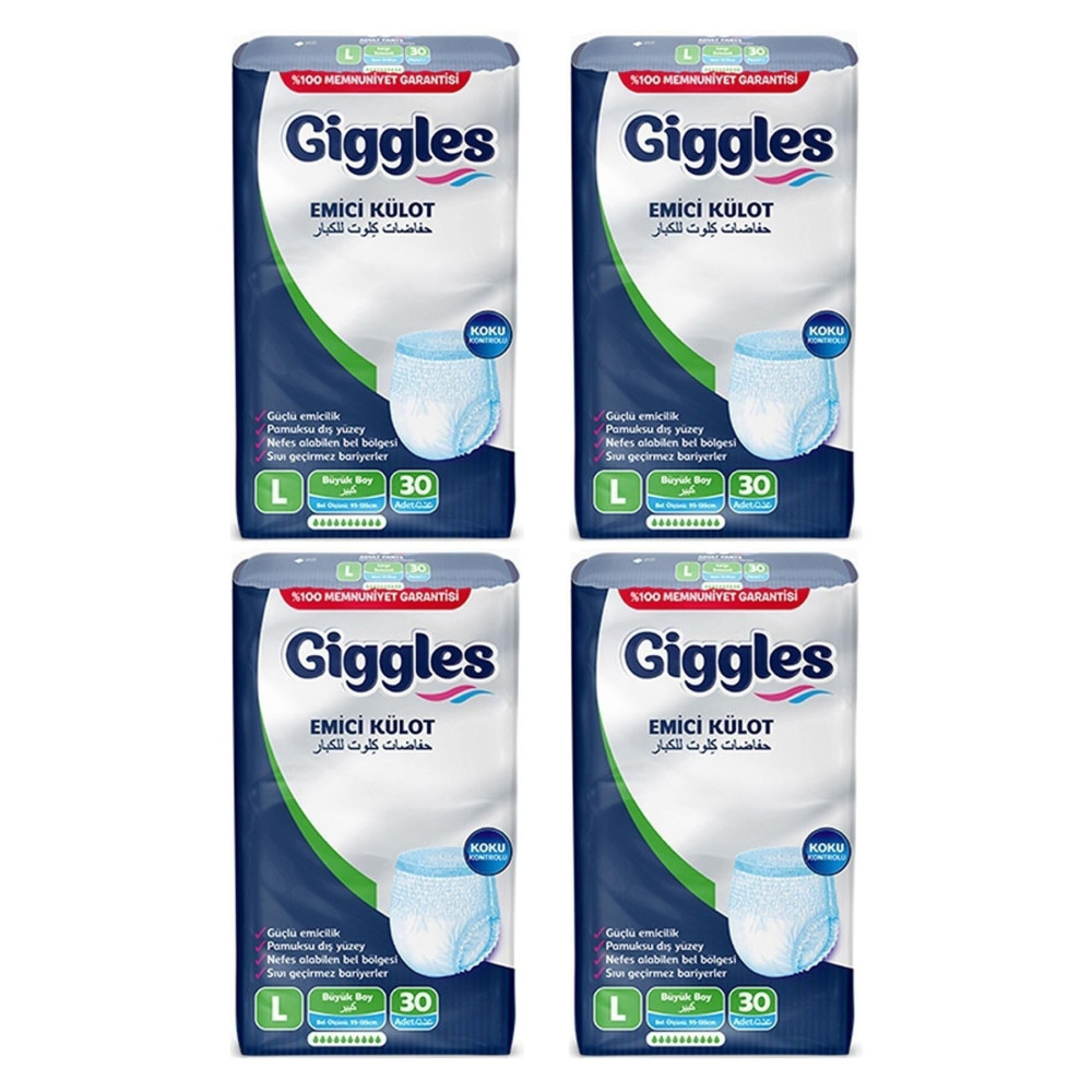 giggles Yetişkin Emici Külot Large 30lu 4 Paket (120 ADET) L Beden Hasta Bezleri ve Temizliği Fiyatı