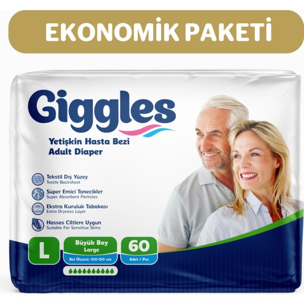 Giggles Yetişkin Hasta Bezi Belbantlı Large 30'lu x 2 pkt - L - Beyaz Hasta Bezleri ve Temizliği Fiyatı