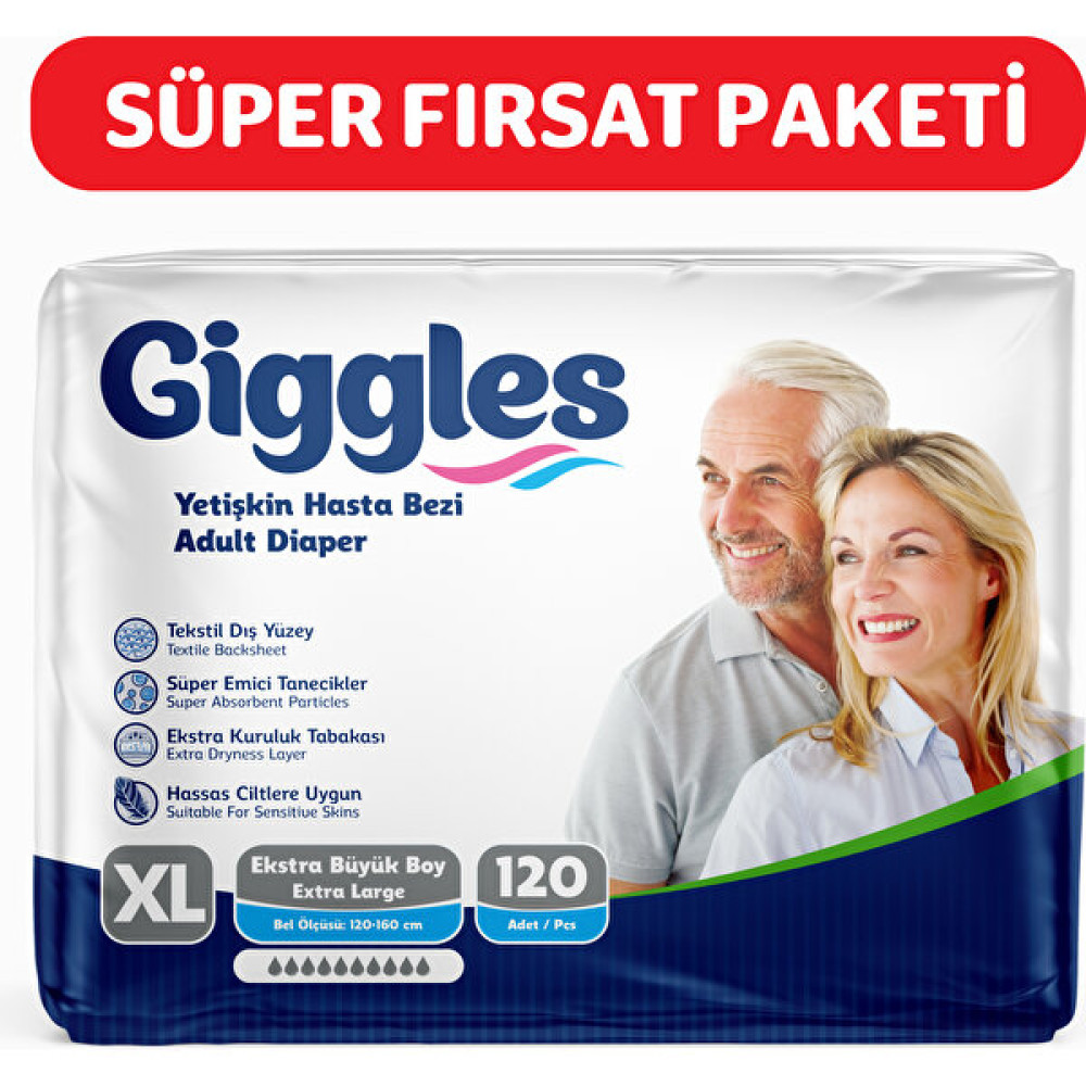 Giggles Yetişkin Hasta Bezi Extralarge 30'lu 120'li - XL - Beyaz Hasta Bezleri ve Temizliği Fiyatı