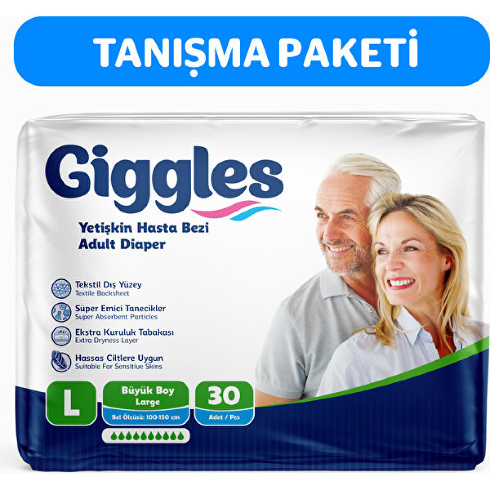 Giggles Yetişkin Hasta Bezi Large 30'lu - L - Beyaz Hasta Bezleri ve Temizliği Fiyatı