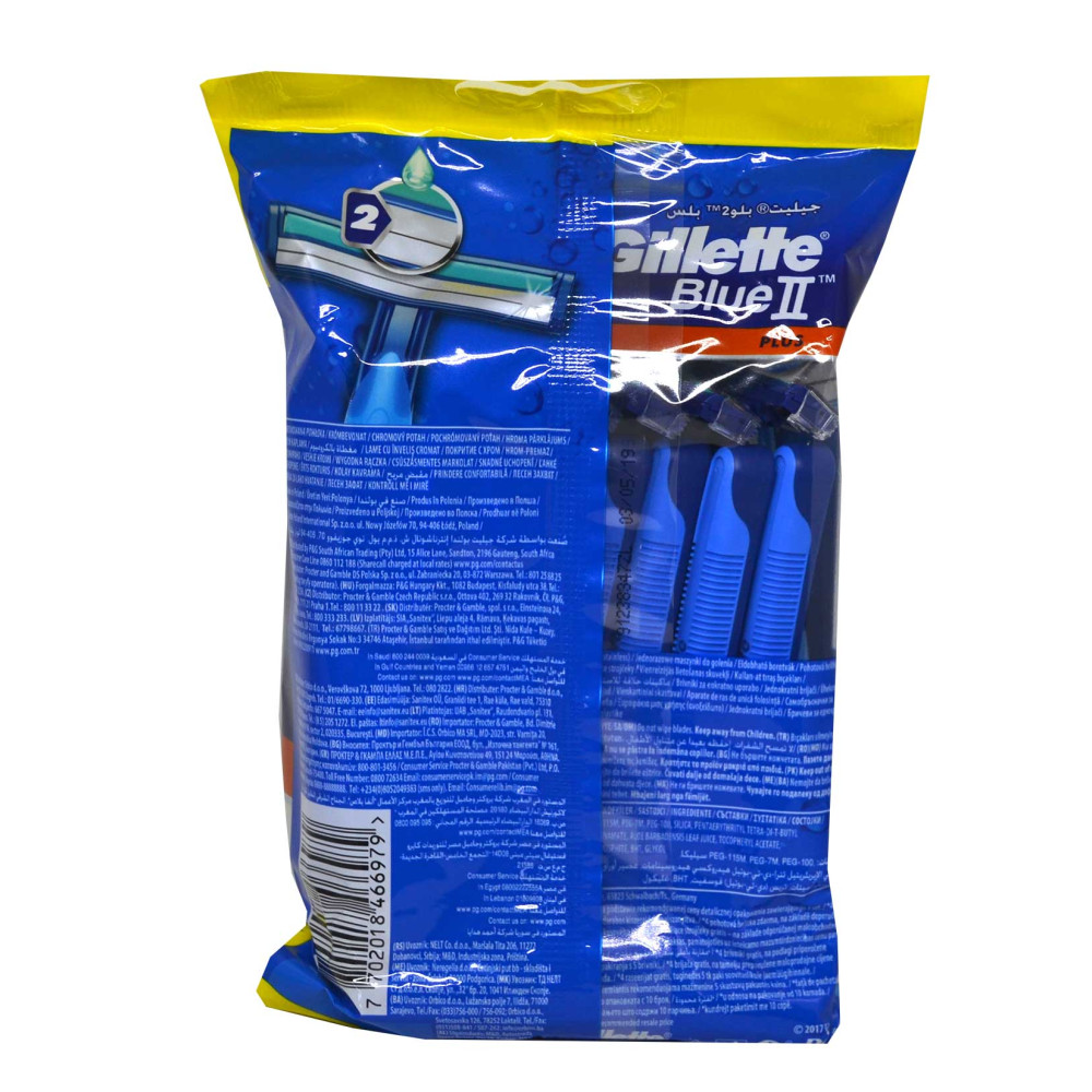 Gillette Blue 2 Plus Tıraş Bıçağı 10 + 4'lü Poşet