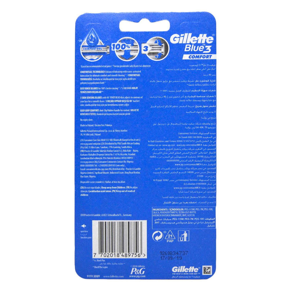 Gillette Blue 3 Tıraş Bıçağı 3 + 1'li Blister Comfort
